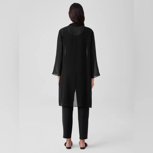 Eileen Fisher Sheer 100% Silk Georgette Jacket – Oversized Petite Small, NWOT - Picture 4 of 11